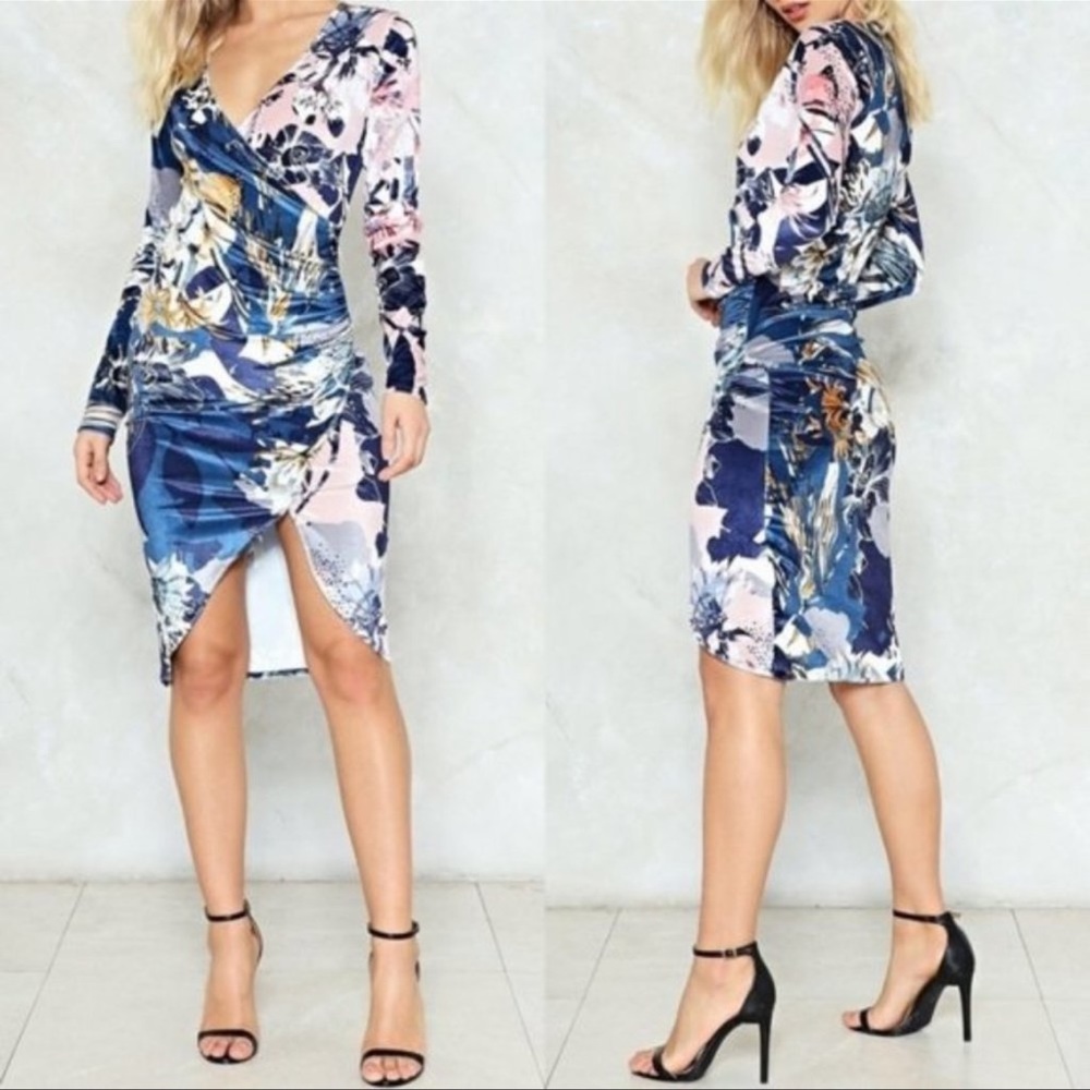 BOGO FREE* Nasty Gal Velvet Wrap Midi Dress (*Lowest priced item free)